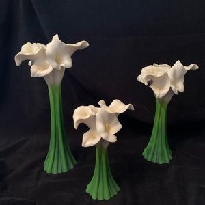 Set of 3 Calla Lily Candle Stick Holders
